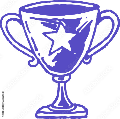A simple, hand-drawn illustration of a trophy cup with a star.