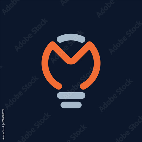  Letter M Light Bulb Ideas and Innovation logo