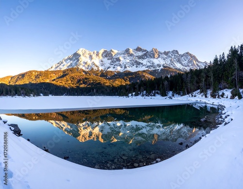Winter Mountain Lake Reflections at Dawn