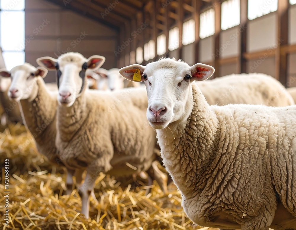 Fototapeta premium Sheep in a barn