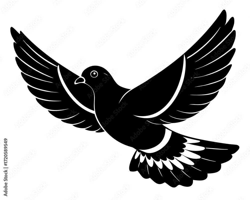 Obraz premium Pigeon flying silhouette vector