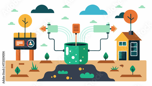 AI technology can also assist in soil remediation efforts creating customized plans to rejuvenate depleted or contaminated soil.. Vector illustration