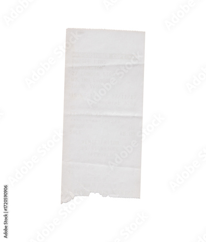 Blank White Paper Receipt, Isolated PNG,  Vintage Junk Journal Ephemera, Collage Supply