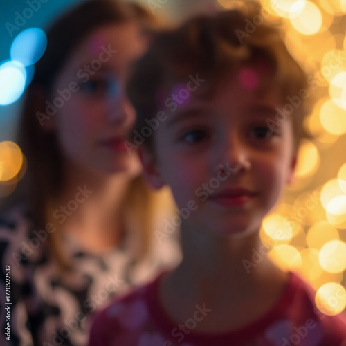 Wallpaper Mural Generation Z depicted in a blurred bokeh effect, creative light art with artistic lighting, abstract patterns, sharp subject focus, and a soft background Torontodigital.ca