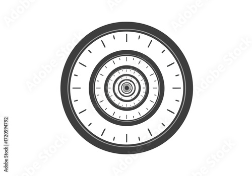 Abstract Spiral of Time Conceptual Clock Illusion on White Background