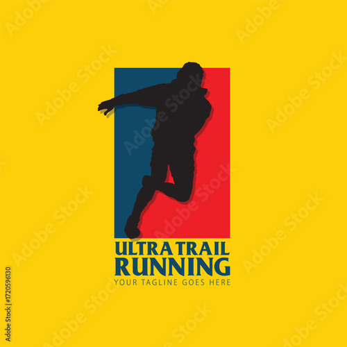 ultra trail run illustration image for background and logo vector