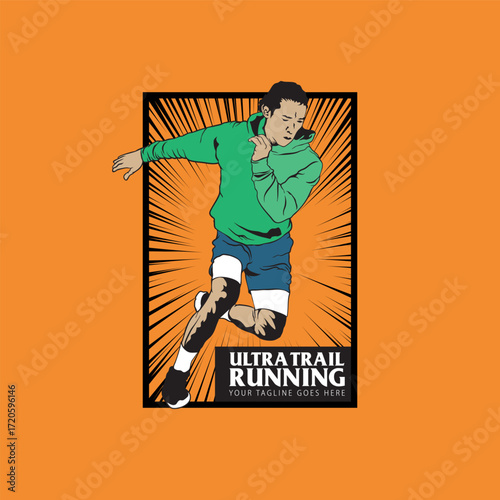 ultra trail run illustration image for background and logo vector
