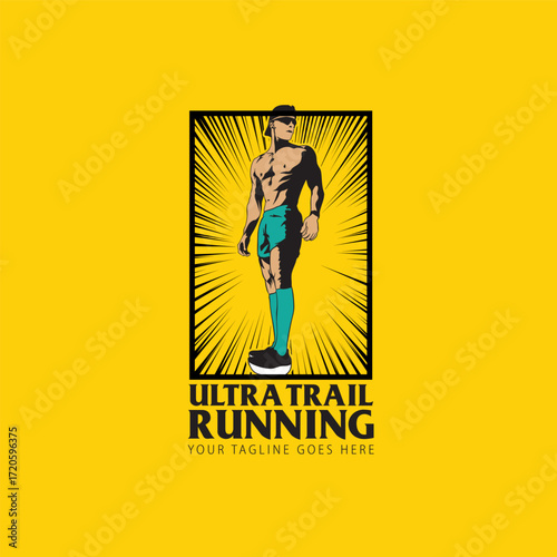 ultra trail run illustration image for background and logo vector
