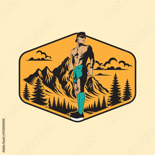 ultra trail run illustration image for background and logo vector