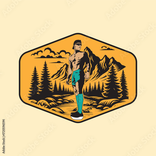 ultra trail run illustration image for background and logo vector