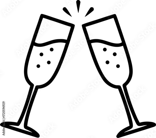 Toasting with Champagne Flutes Doodle