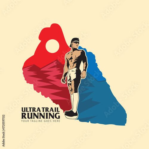 ultra trail run illustration image for background and logo vector
