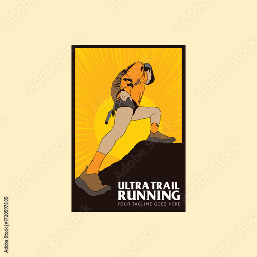 ultra trail run illustration image for background and logo vector