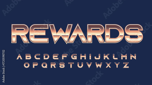 bright golden metallic uppercase font