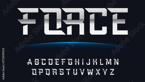 silver metallic futuristic font