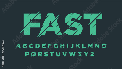 sliced neon green speed isolated font for logos