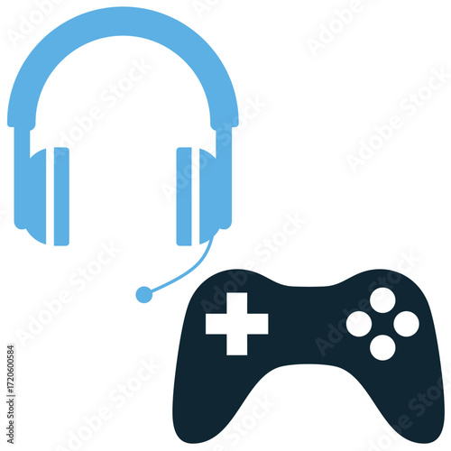 Gaming headphone icon vector. Perfect for gaming, sound, and technology themes. A simple, clear symbol representing a gaming headset.