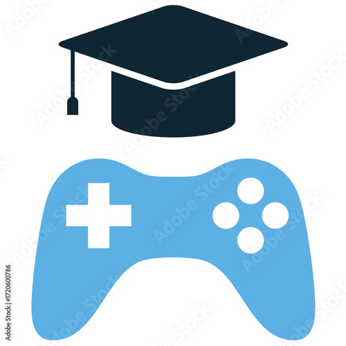 Educational game icon vector. Ideal for gaming, learning, and knowledge themes. A simple, clear symbol representing a game that helps with learning.