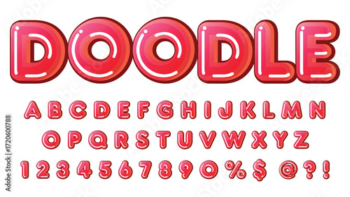 red rounded cartoon ballon isolated letters