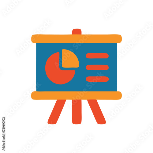 Academic resources highlight a presentation board displaying a clear pie chart for educational illustrations.