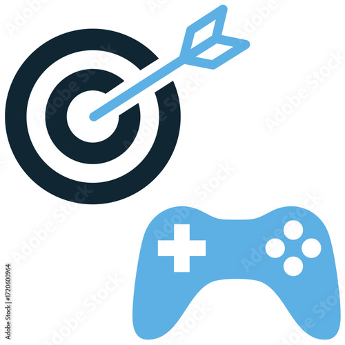 Gaming target icon vector. Ideal for gaming, action, and aiming themes. A simple, clear symbol representing a player's aim or target.