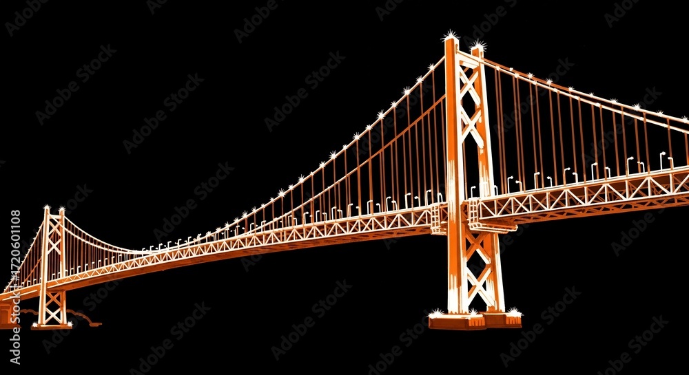 Fototapeta premium Iconic Bridge Structure at Night, Urban Landscape