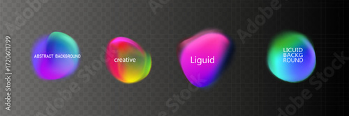 Gradient neon color sphere. Round holographic gradients. Glowing bright liquid gradient shape. Curved line for banner and flyer, social media.