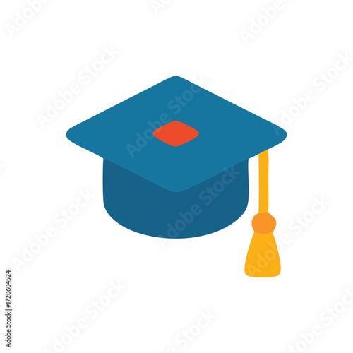 Teaching methods illustrating graduation cap icon with orange tassel symbolizes learning achievement and educational success.