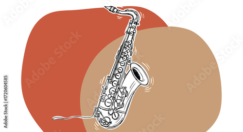 Saxophone Illustration with Abstract Shapes Musical Instrument Design