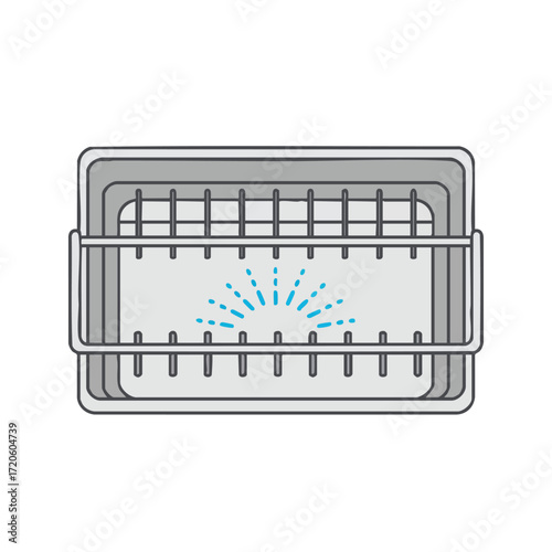 Dishwasher Basket Illustration Clean Dishes Concept Kitchen Appliances