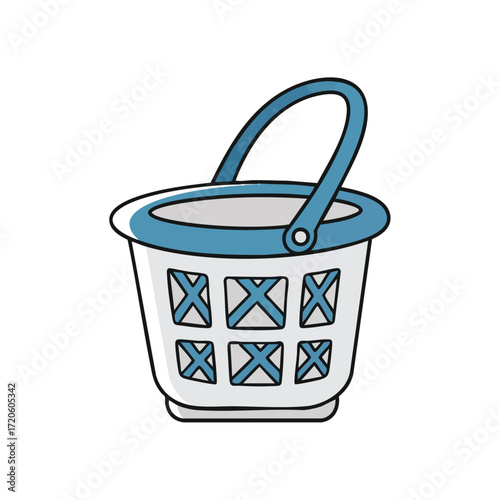Empty Laundry Basket with Handle Illustration for Home Cleaning and Organization