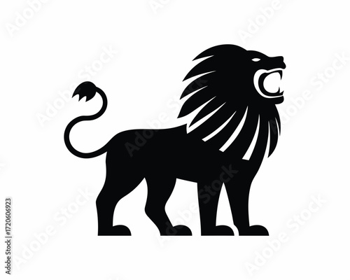 Lion roaring icon silhouette vector 