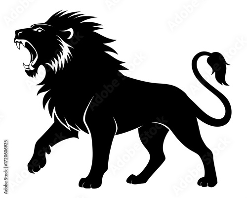 Lion roaring silhouette vector 