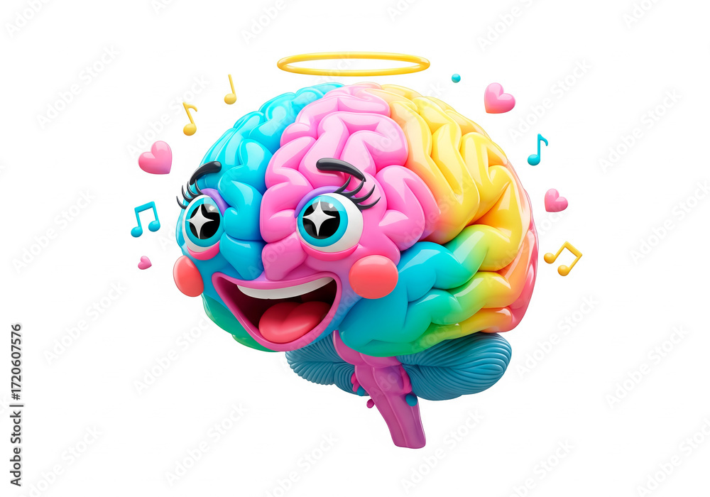Fototapeta premium 3D illustration of a happy brain