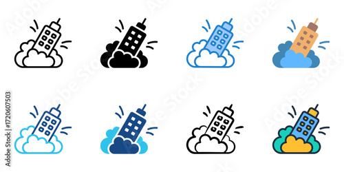 Demolition icon set multiple style collection 
