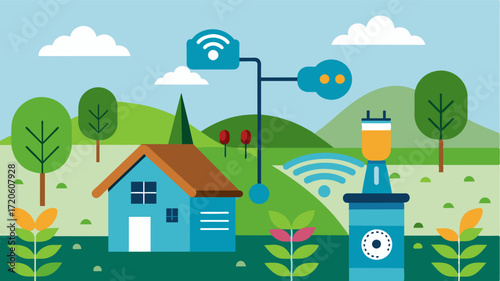 A smart sensor system that detects any changes in water quality and alerts the farmer for immediate action.. Vector illustration
