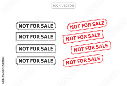 Set of red and black stamps on transparant background for discount or promotion. Not For Sale Sample Stamps vector illustration