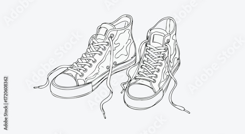 Stylish Black and White Sneakers Illustration for Fashion and Lifestyle
