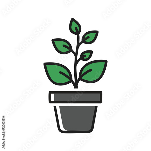 Growing Plant in a Pot Icon Symbol of Growth Nature and Sustainability