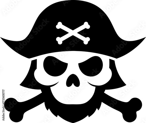 Pirate Mask Silhouette Vector Illustration Featuring an Eyepatch