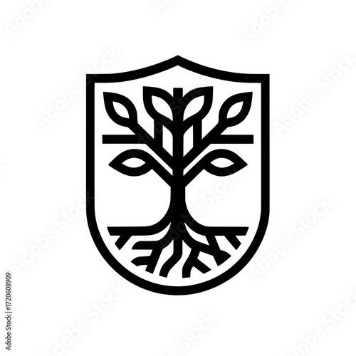 Tree of Life Logo in Shield - Growth and Nature Symbol Vector