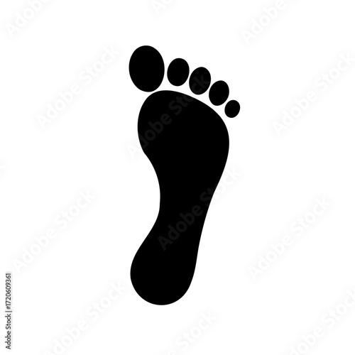 Black Footprint Silhouette on White Background Represents Human Foot Anatomy