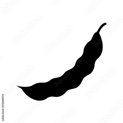 Silhouette of a black bean pod representing organic natural food ingredient