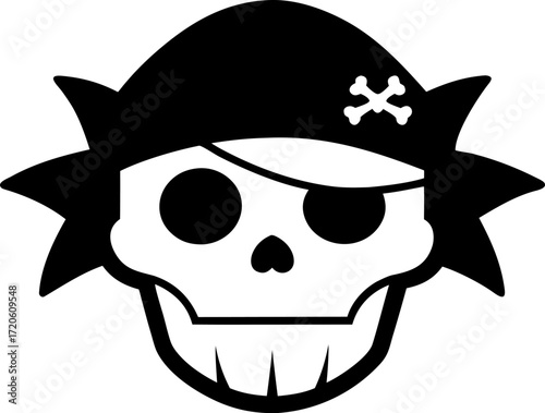 Pirate Printable Mask with Skull Bandana Doodle Vector