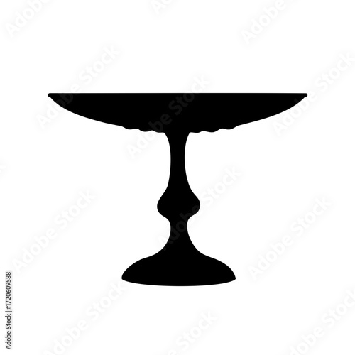 Black and white silhouette of an antique pedestal cake stand object design