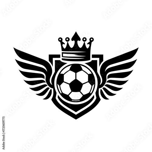 Crowned Winged Shield Soccer Emblem - Sports Club Championship Logo