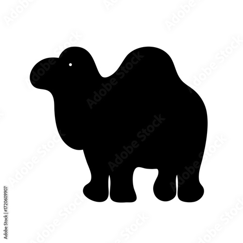 Silhouette of a Cute Camel with Two Humps on a White Background