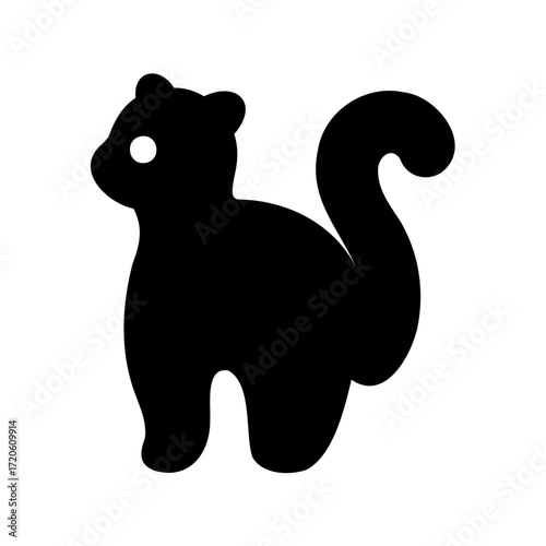 Stylized Silhouette of a Squirrel with a Curled Tail on White Background