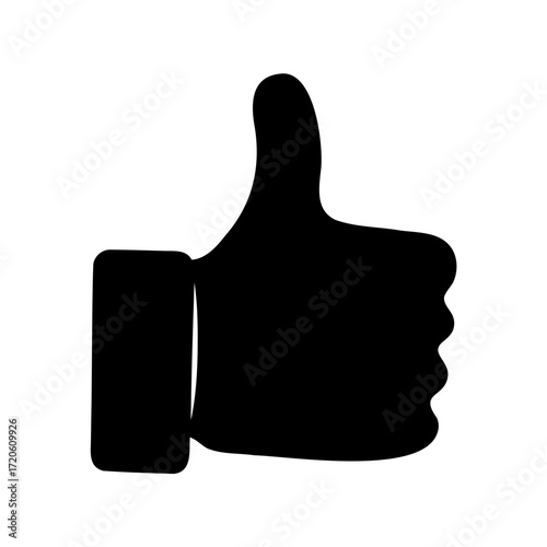 A black and white vector illustration of a hand gesture symbolizing approval