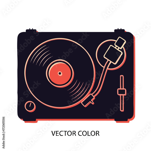 Vector Illustration of a Vinyl Record Player DJ Turntable Design